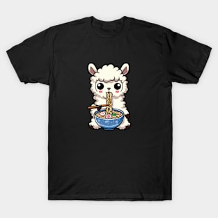 Llama Eating Ramen Soup T-Shirt